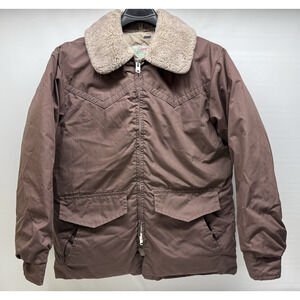 Vintage Comfy Outdoor Garment Jacket Mens LG Goose Down Fur Collar Made USA 70s